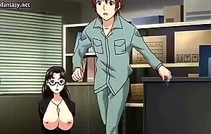 Busty anime milf doing bj