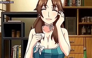 Busty anime milf doing bj