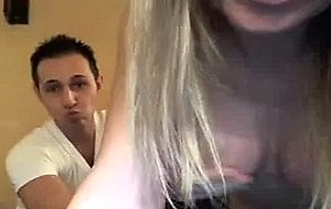 Webcam fun with a blond tgirl