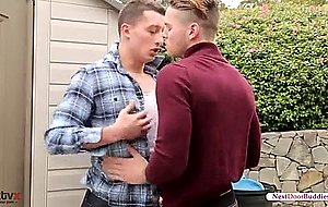 Handsome dudes taking turn sucking cock