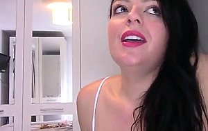 Sexy brunette loves to speak and shit play