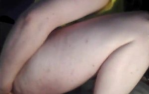 Blonde chubby sissy fucks herself