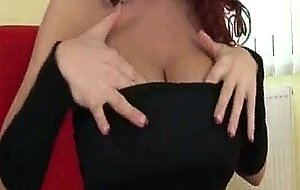 Sexy Busty Redhead Ashley Strips And Plays Touching Her Pussy