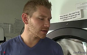 Busty alt tranny anal fucks dude from laundromat