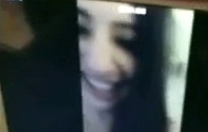 Couple call friend on videochat 