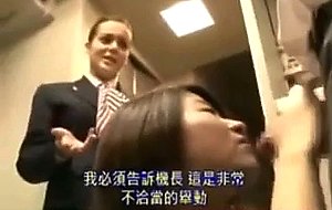 Blonde busty stewardwss fuck with passenger