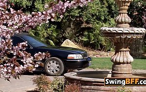 Delicious swinger babe gets horny by touching their big and juicy boobs