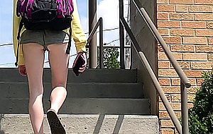 Slinky pale beauty's candid ass cheeks