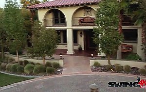 Cute swinger milf enjoys red room 