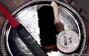 Brunette teen trainee has slave training 