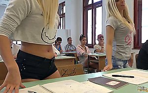 College students fuck their professor in classroom intense