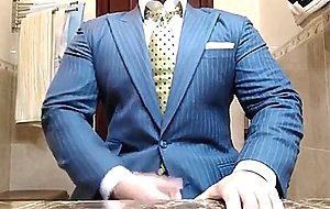 Str8 daddy jerking off in suit 