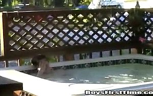 Chance stips naked in the hottub...