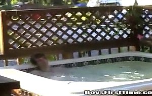 Chance stips naked in the hottub after his boysfriend agrees ...