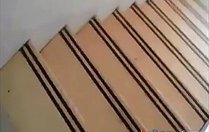 Amateur public facial on stairway 
