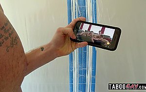 Hot boy caught by stepbro jerking off watching gay porn