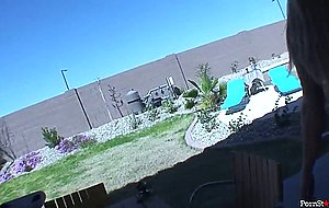 Busty blonde bitch interview + bikini strip