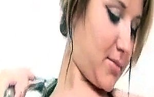 Brunette takes shower