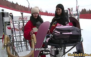 Amateur chick fucking in the snow