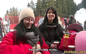 Amateur chick fucking in the snow