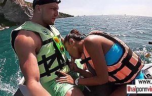 Thai teen girlfriend sucks boyfriends big cock outdoor