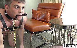 Ebony shemale babe dominating and fucking her slave BB