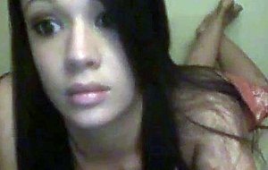 Cute college girl with a perfect body fingers her