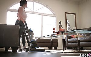 Huge tits maid caught young guy jerking and it mad her mad