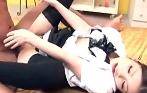 Uncensored jpanese teen sucking cock and fucked intense