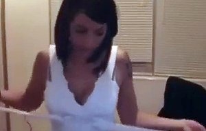 Amateur brunette stripsteases