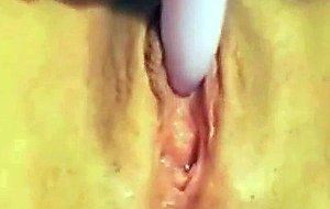 Horny girl plays her pink pussy