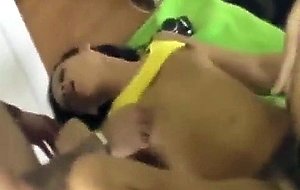 Creaming her hairy hole afer a fuck