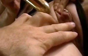 Huge pierced clit oiled up - my sweet piercings pierced model