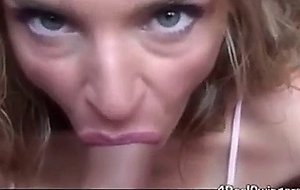 Close up blow job cum swallow