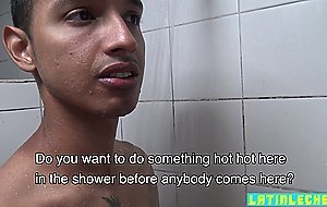 Straight latino gets an offer in the shower for pov sex