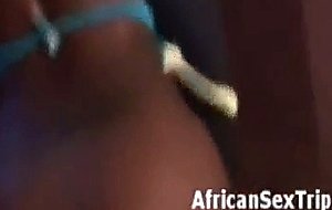 Hot ebony blows and rides white cock