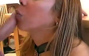 Titty Tgirl fucked on a table