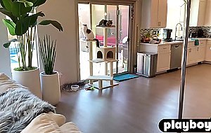 Naughty big ass MILF played with big dildo after passion posing