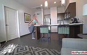 Big booty MILF stepmother finishing her workout on sons big cock
