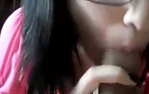 Hot teen in glasses giving pov bj