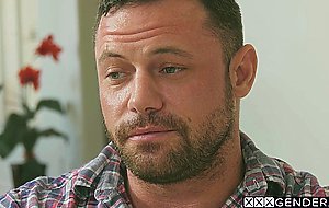 Horny shemale got the job and big dick by a big dick house owner