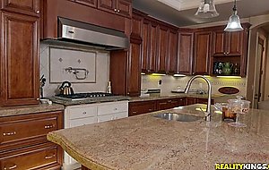 After sneaking into this random rich dude's house, the honey teen immediately begins blowing