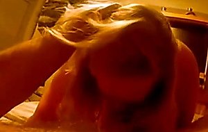 Awesome blonde milf sucking cock