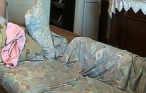 Horny mature CD smoking with a vibrator in his ass