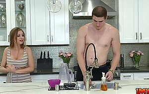 Britney Amber in revealing lingerie and lets stepson whip her ass until its red