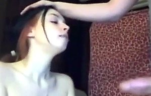 Cute emo girl sucking a dick then fucks