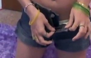 My girlfriend student masturbating on a floor