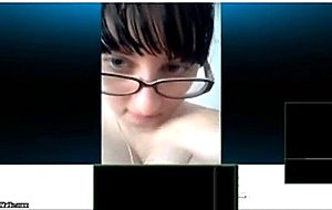 Busty honey geek fisting herself on cam