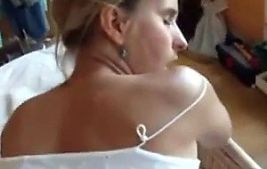 Very honey blonde milf made her husband cum on her ass