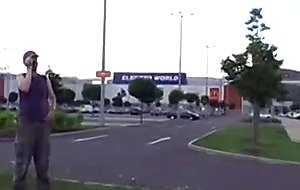 Whore in honey public threesome